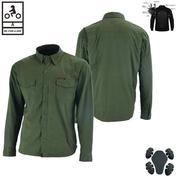 Mens Motorcycle Icon HD Flannel Lined with Kevlar Shirt Olive Green