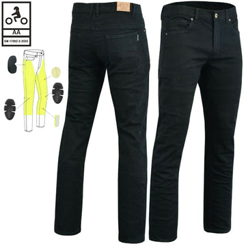 Mens Motorcycle Stretch Lined with Kevlar Jeans Black