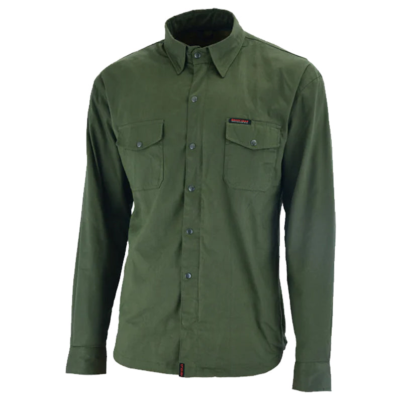 Mens Motorcycle Icon HD Flannel Lined with Kevlar Shirt Olive Green