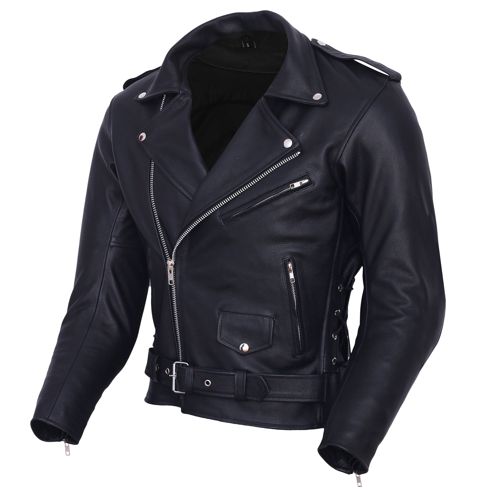 Motorcycle Leather Jacket Brando Patrol Style Classic