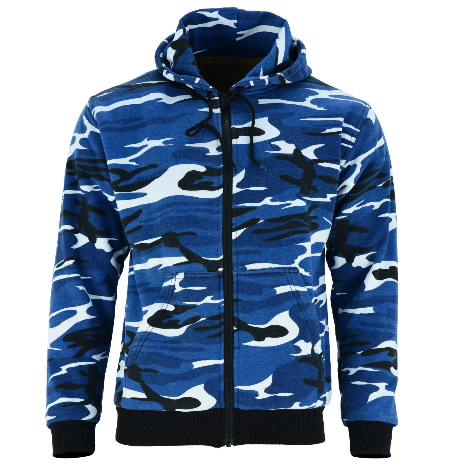 Mens Motorcycle Alpha Hoodie Lined with Kevlar Camo Blue