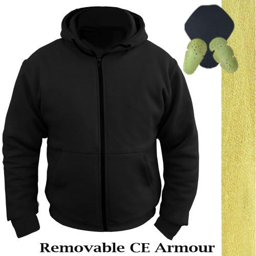 Motorcycle Ladies Lined with Kevlar Hoodie Black CE Armour