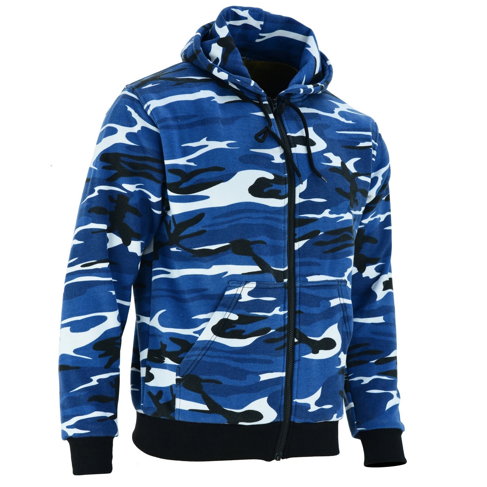 Mens Motorcycle Alpha Hoodie Lined with Kevlar Camo Blue
