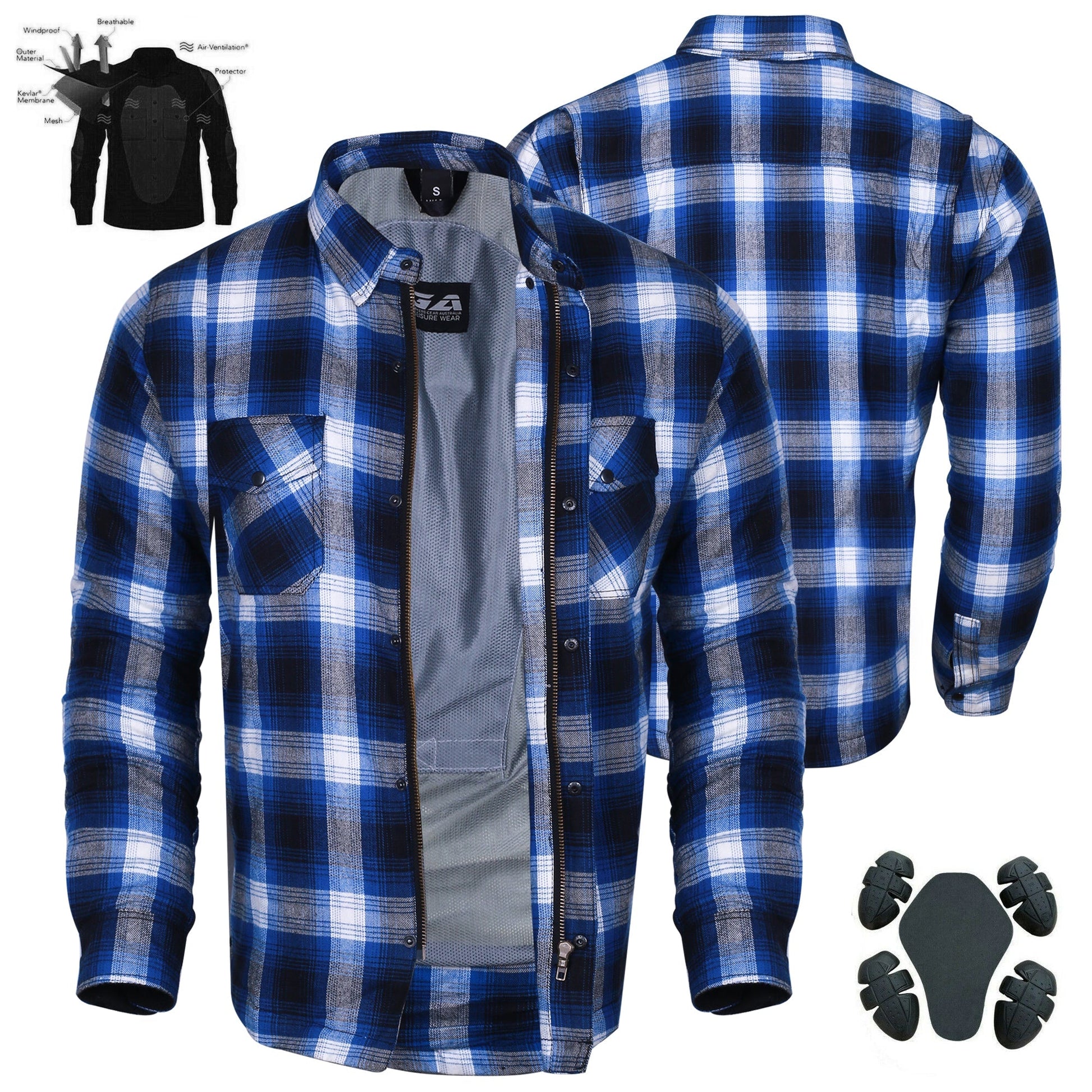 Motorcycle Mens Timber HD Lined with Kevlar Shirt Removable CE Armour