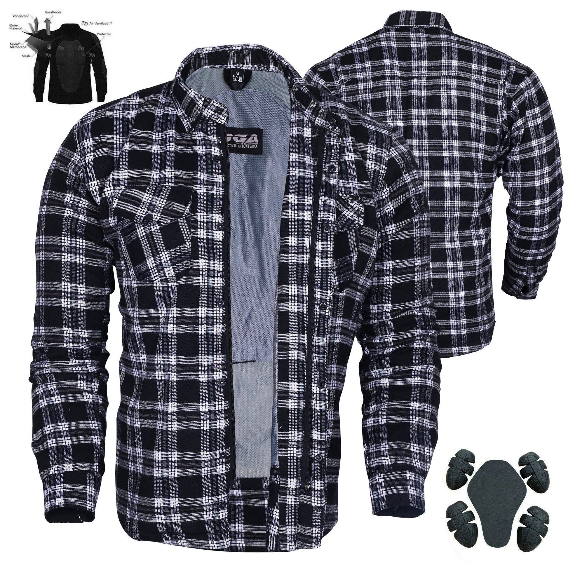 Motorcycle Mens Timber HD Lined with Kevlar Shirt Removable CE Armour