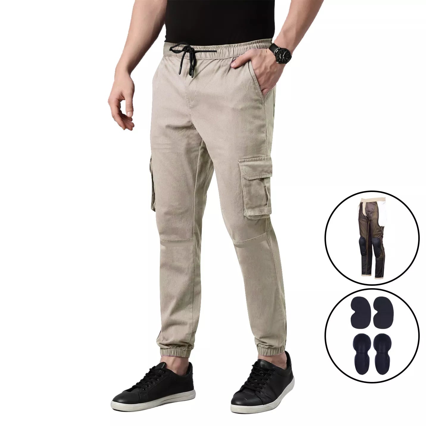 Charlie Men's Casual Stretch Motorcycle Cargo Kevlar Lined Pants