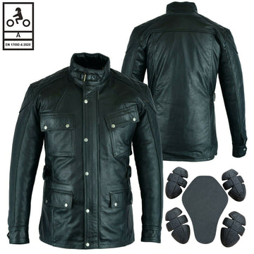 Giacca da motociclista in pelle cerata da uomo Trailmaster 2.0 nera