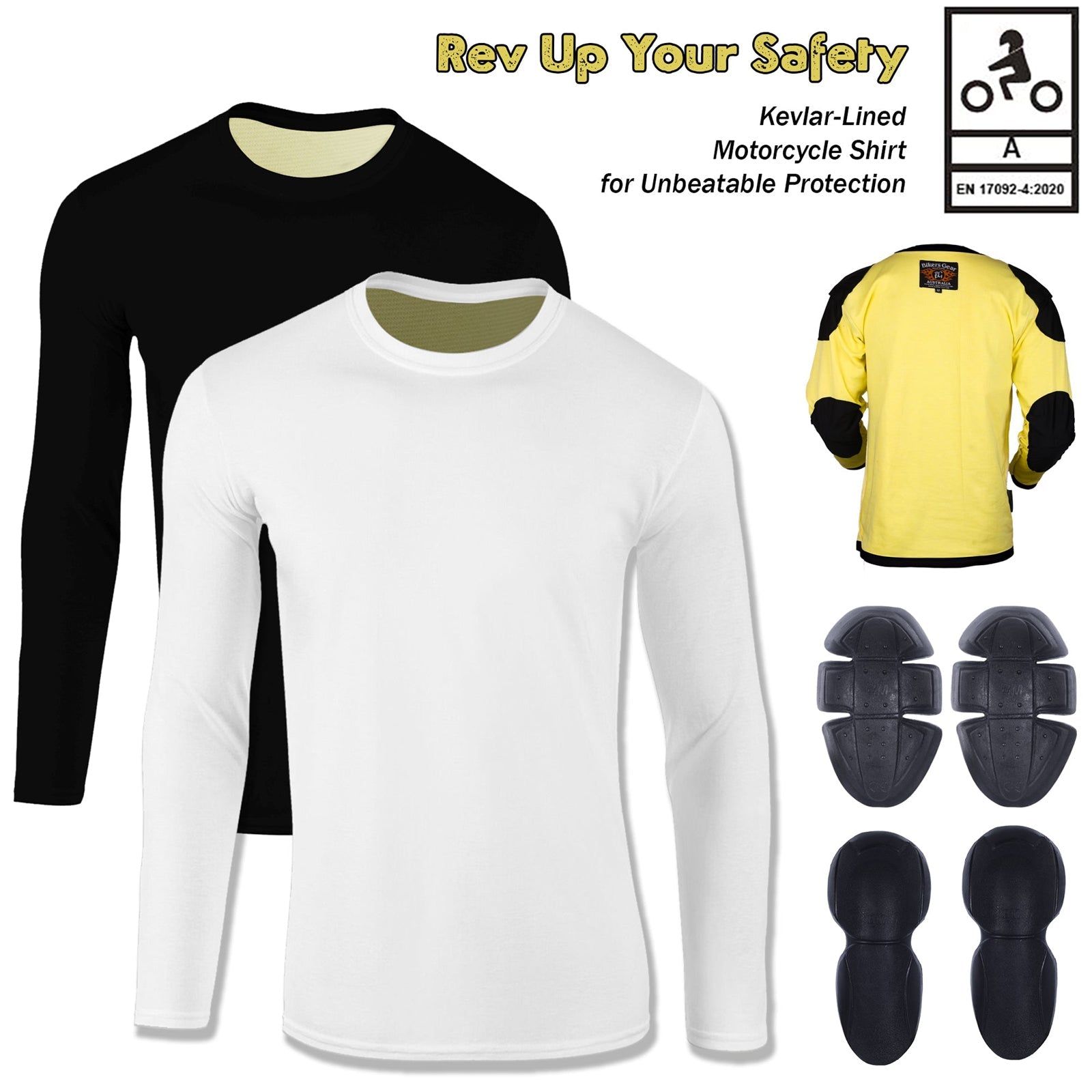Apex Kevlar Lined Armored Motorcycle T-Shirts | Men's Protective Motorbike Ridding Tshirt | Biker Shirt