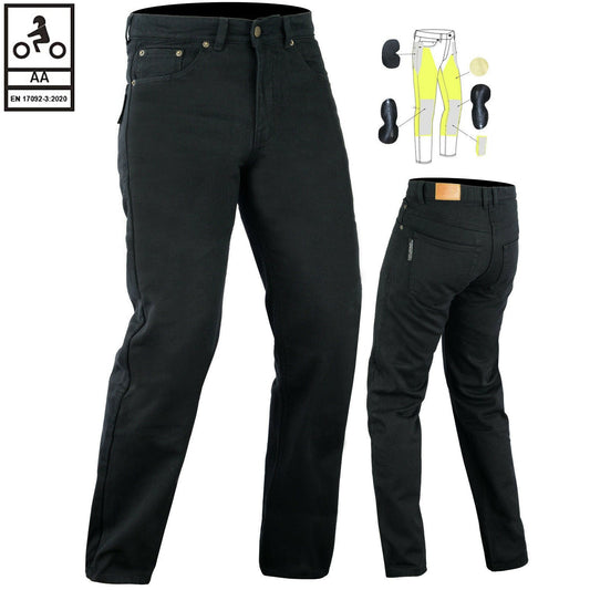 Jeans da motociclista in denim foderati in Kevlar da uomo Cougar, neri