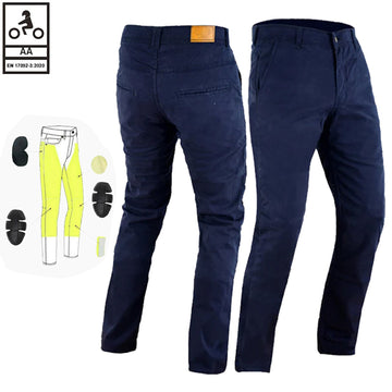 Pantaloni chino da motociclista Stork da uomo foderati in Kevlar blu