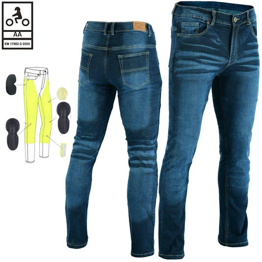Jeans da motociclista elasticizzati Highway da uomo con fodera in Kevlar, blu