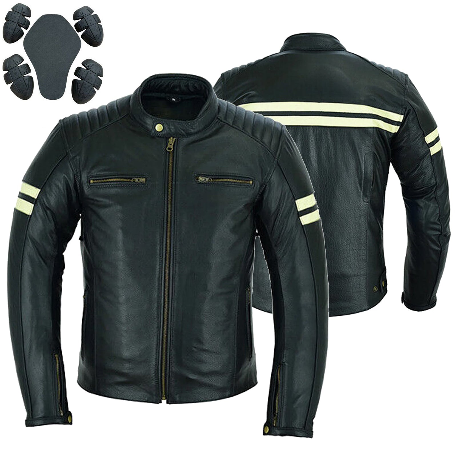 Motorcycle Leather Jacket Roadster Retro Classic Rider Style