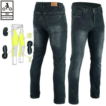 Jeans da motociclista da uomo Highway foderati in Kevlar, grigi