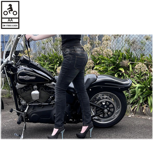 Storm Jeans da moto da donna foderati in Kevlar grigio