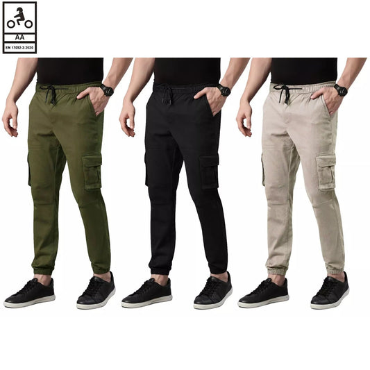 Pantaloni cargo elasticizzati casual da motociclista Charlie da uomo con fodera in Kevlar