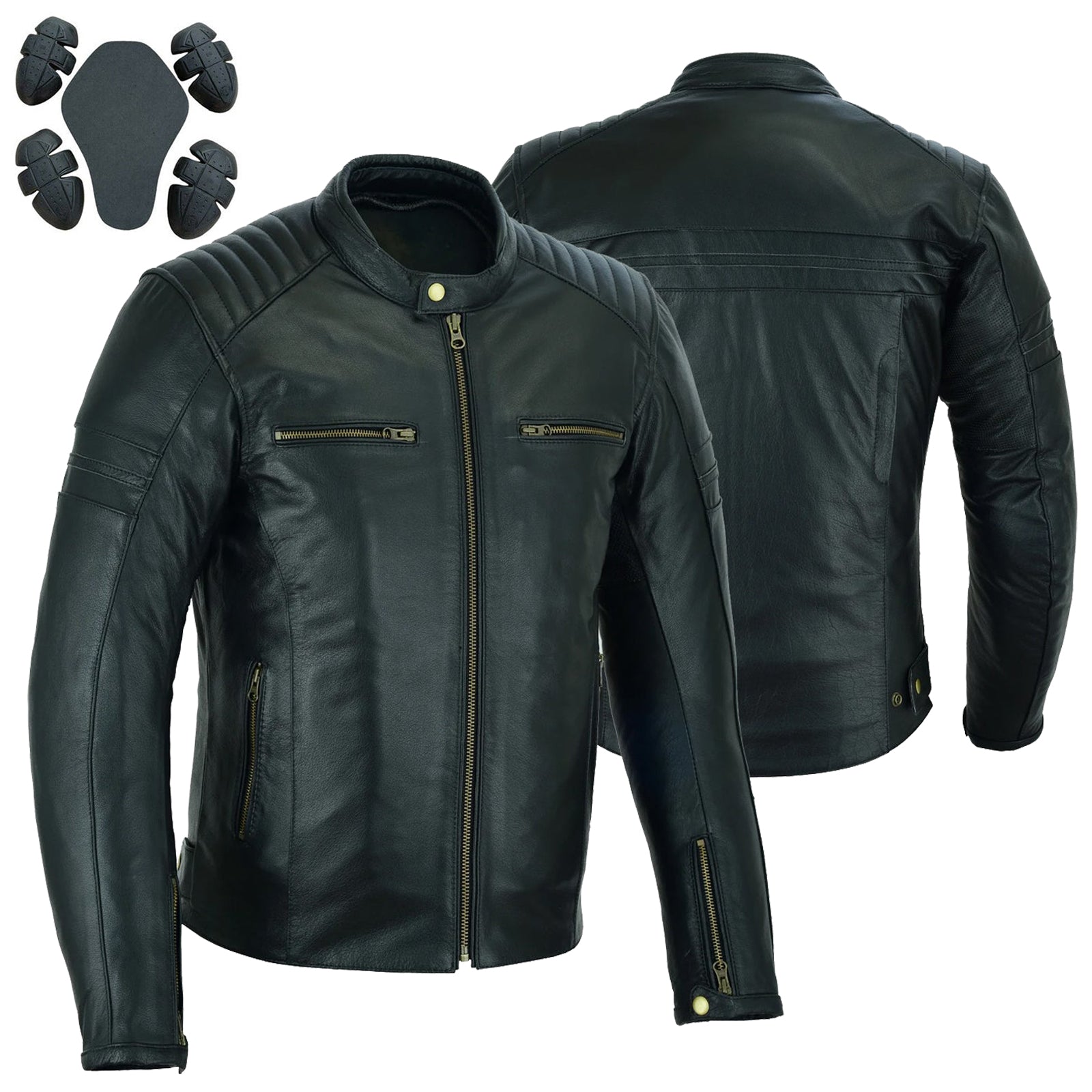 Motorcycle Leather Jacket Roadster Retro Classic Rider Style