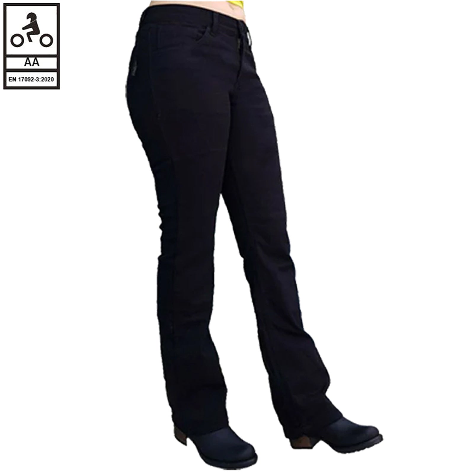 Jeans da motociclista Grouse da donna foderati in Kevlar, neri