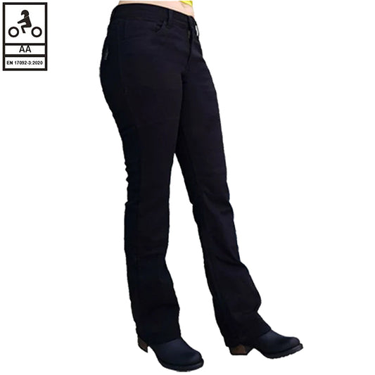 Jeans da motociclista Grouse da donna foderati in Kevlar, neri