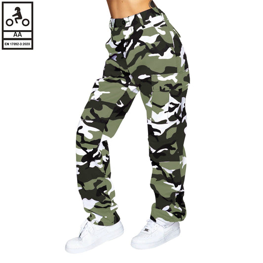 Pantaloni cargo da motociclista Robin da donna foderati in Kevlar, grigi