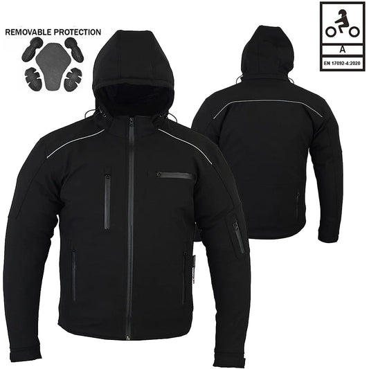 Giacca da motociclista Apex Soft Shell foderata in Kevlar con cappuccio