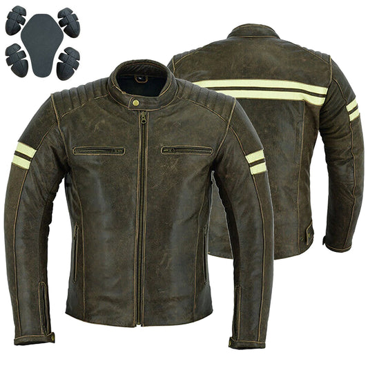 Giacca in pelle da motociclista, stile classico retrò, stile roadster