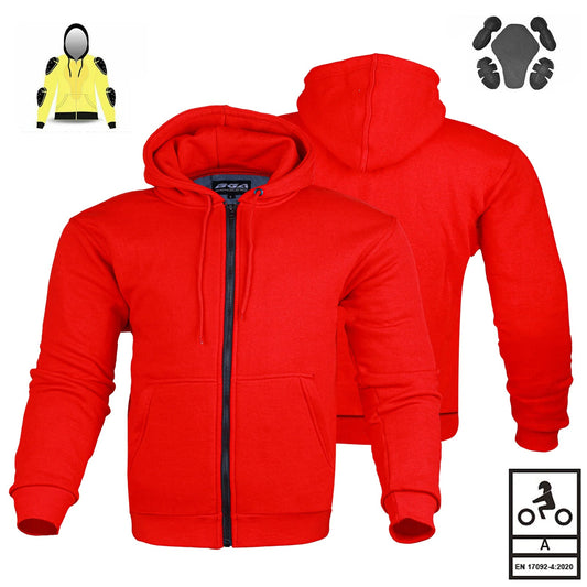 Felpa con cappuccio protettiva per motociclista Alpha foderata in Kevlar rossa