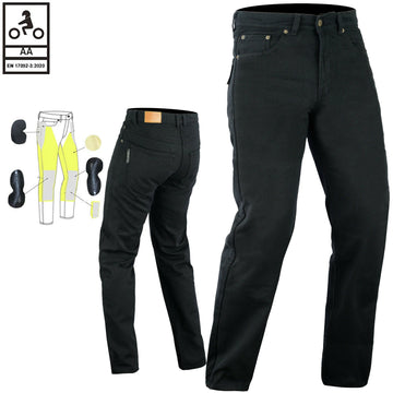 Forster Mens Motorcycle Classic Denim Lined with Kevlar Jeans Black