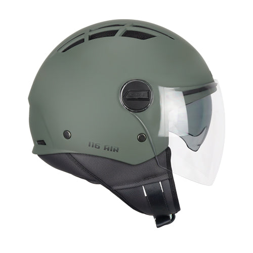 Casco da moto jet CGM 116A Air Mono verde opaco