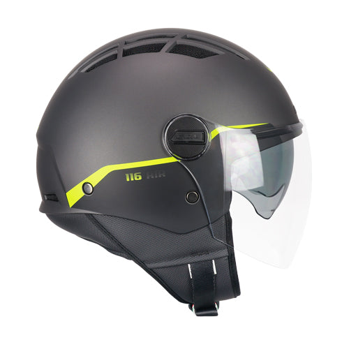 Casco da moto jet CGM 116G Air Bico Giallo Grafite / Fluorescente Opaco