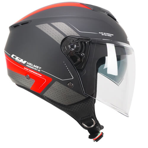 Casco da moto jet CGM 126G Iper City Nero Rosso Opaco