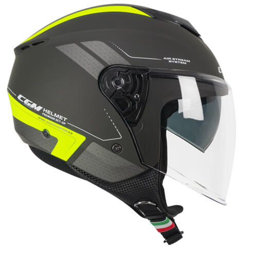 Casco da moto jet CGM 126G Iper City Giallo Grafite / Fluorescente Opaco