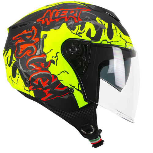 Casco da moto jet CGM 126X Iper Alert Nero Giallo / Fluorescente Opaco