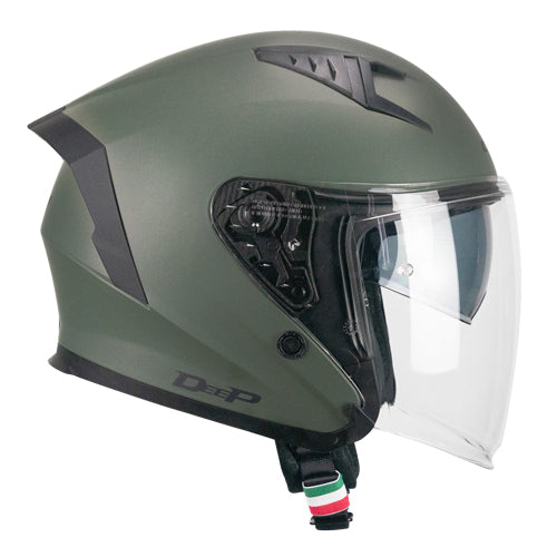 Casco da moto jet CGM 127A Deep Mono verde opaco