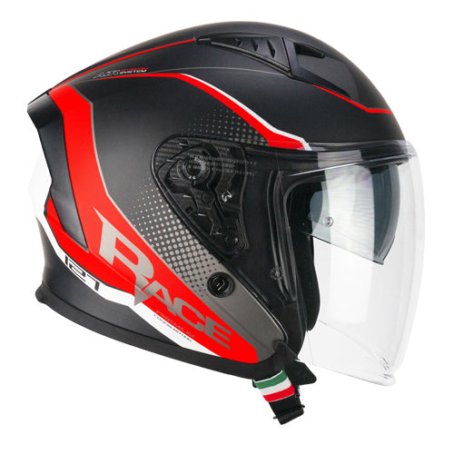 Casco da moto jet CGM 127G Deep Race, rosso grafite opaco