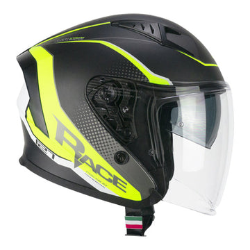 Casco da moto jet CGM 127G Deep Race Giallo grafite / Fluorescente opaco