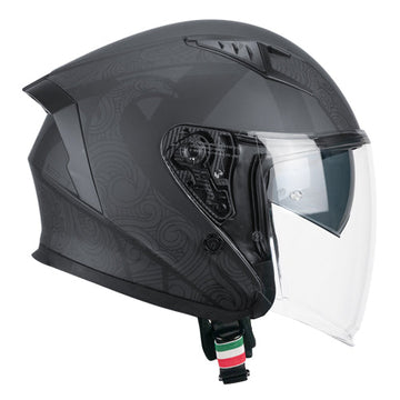 Casco da moto jet CGM 127S Deep Rune, nero grafite opaco