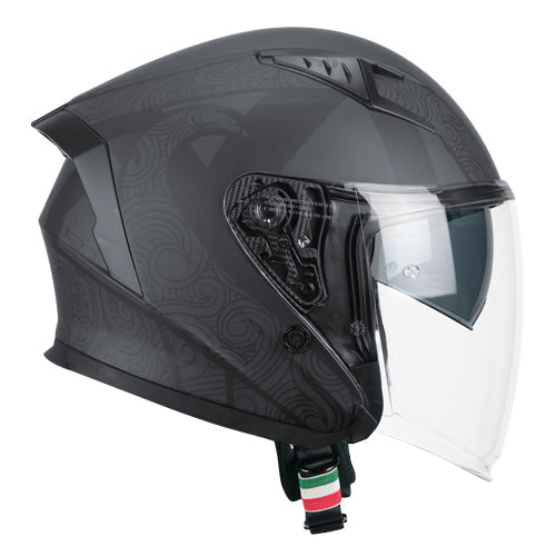 Casco da moto jet CGM 127S Deep Rune, nero grafite opaco