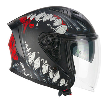 Casco da moto CGM 127X Deep Freaker Open Face Nero Rosso Opaco