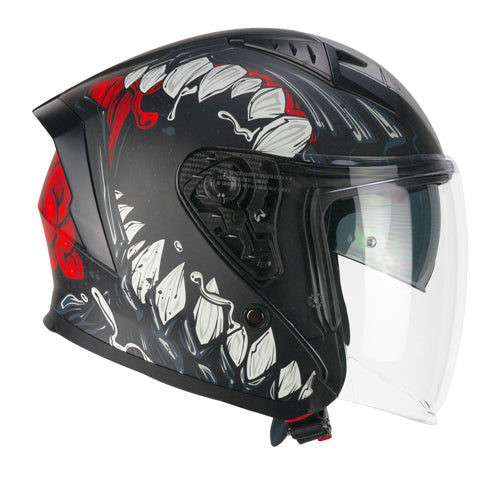 Casco da moto CGM 127X Deep Freaker Open Face Nero Rosso Opaco