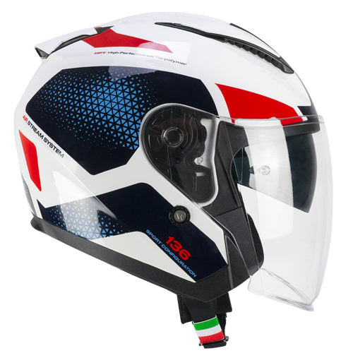 Casco da moto jet CGM 136G DNA Galaxy Bianco/Blu