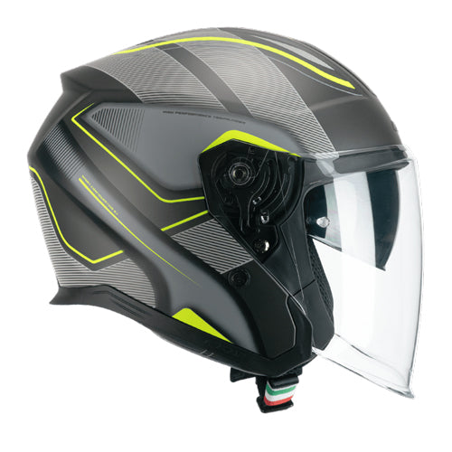 Casco da moto jet CGM 136G Rna Sport Grigio Giallo / Fluorescente Opaco