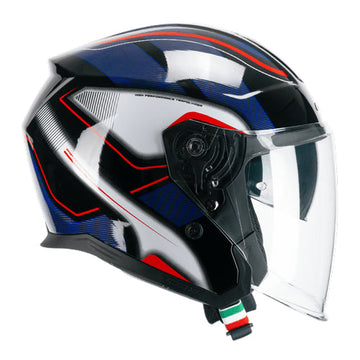 Casco da moto jet CGM 136G Rna Sport Nero / Rosso / Blu