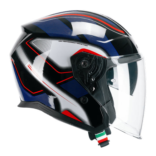 Casco da moto jet CGM 136G Rna Sport Nero / Rosso / Blu