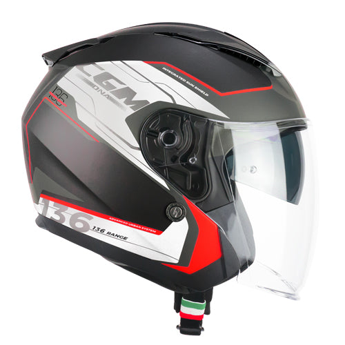 Casco da moto CGM 136S DNA Apache Open Face Nero / Rosso Opaco