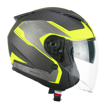 Casco da moto jet CGM 136S DNA Apache giallo grafite / opaco fluorescente