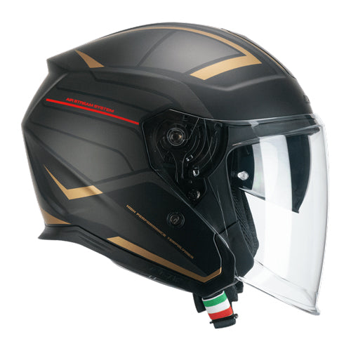 Casco da moto CGM 136S Rna Race Jet Face Grigio Opaco / Rosso