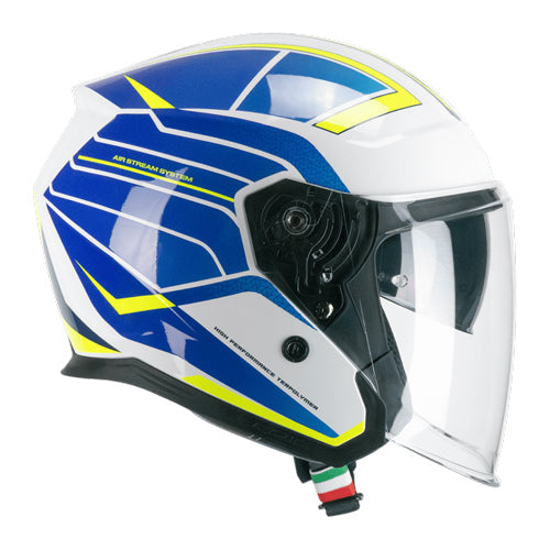 Casco da moto jet CGM 136S Rna Race Blu / Fluo / Giallo