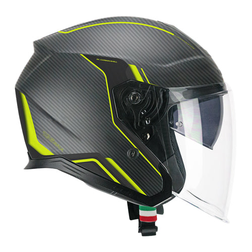 Casco da moto CGM 136X Rna Pro Street Open Face Carbon Yellow / Fluorescente Opaco