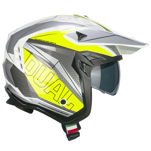 Casco da moto CGM 155G Rush Dual Open Face Bianco / Fluo / Giallo