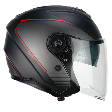 Casco da moto jet CGM 160G Jad Ride Nero / Rosso Opaco
